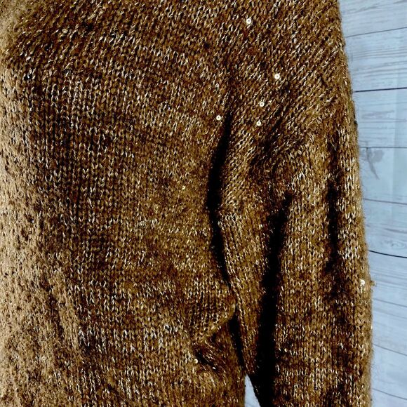 Sanctuary Clothing Oversized Sweater Brown Shimmery Sequins - Picture 6 of 12